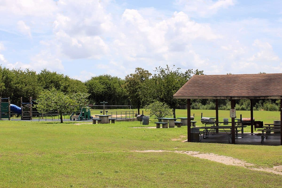 Manor - Community amenities and recreational facilities Pavilion and playground at Ben E. Fisher Park in Manor, TX